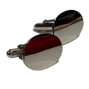 Men's Oval Polished Crome Cufflinks